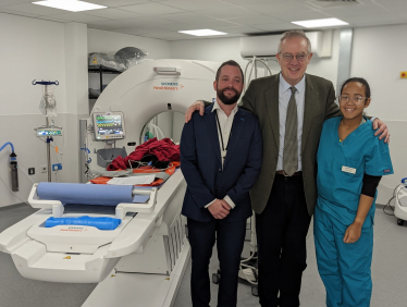 Picture shows John with student vet nurse, Katie Lewis Southfields and hospital director Daniel Hogan