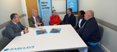 the informal setting of this ‘in-person’ banking service – John, Marie and Martin representing customers receiving help from the Barclays team.  